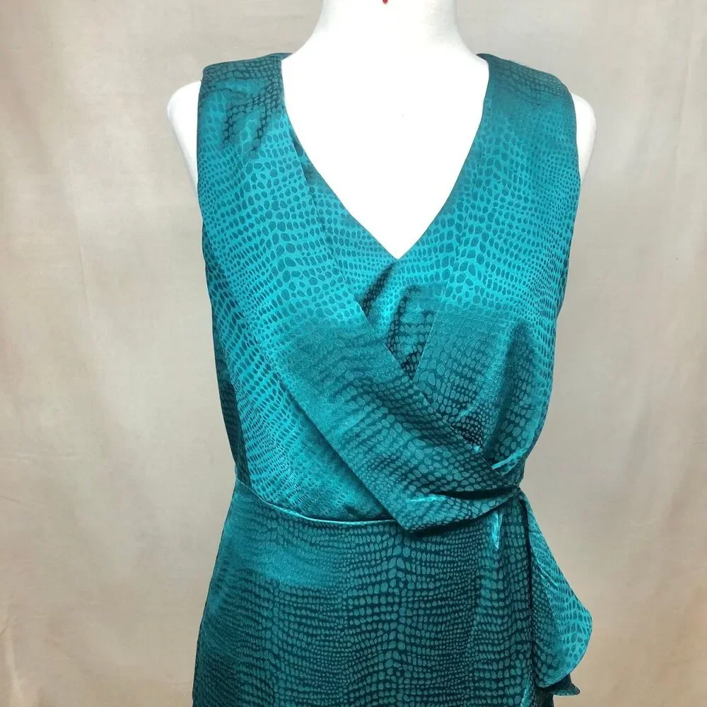 Nine West women's Sleeveless Wrap Mini Dress size M Brazilian teal - Picture 7 of 12